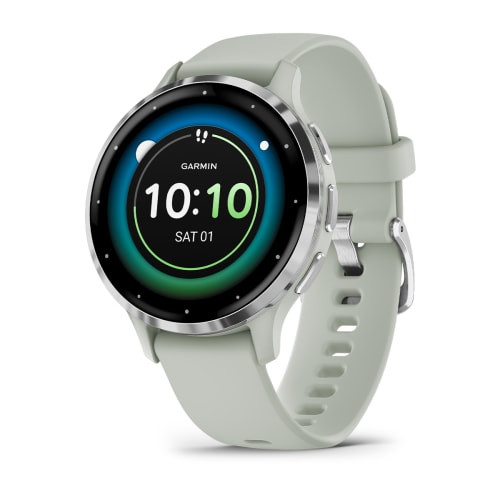 Умные часы Garmin Venu 3S 41mm Advanced GPS Smartwatch Sage Gray Silver с серо-зеленым ремешком